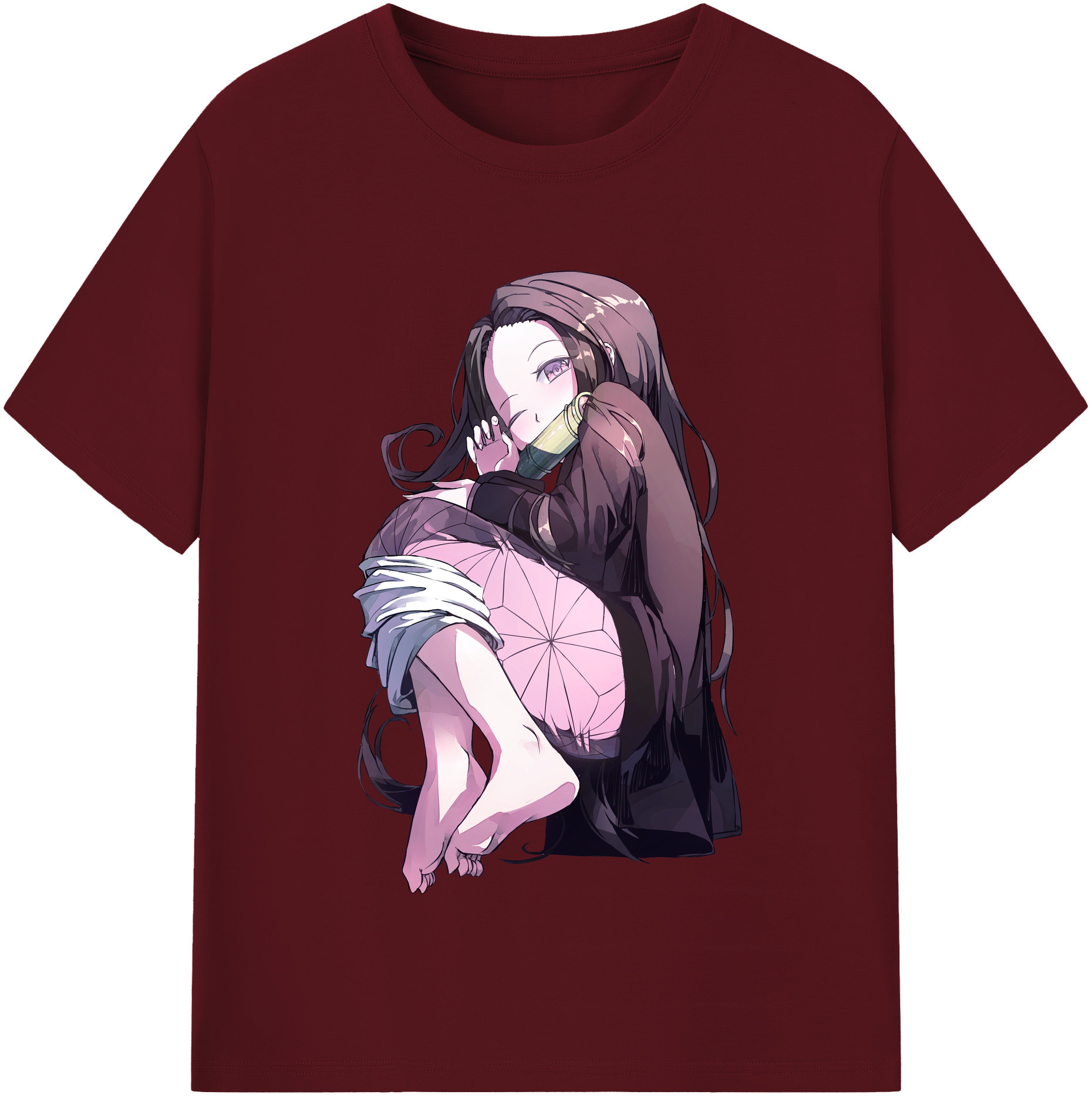 （画像用） 鬼滅の刃（きめつのやいば）竈門 禰󠄀豆子／かまど ねずこ Kamado Nezuko 綿100％半袖Tシャツ（フロントプリント）